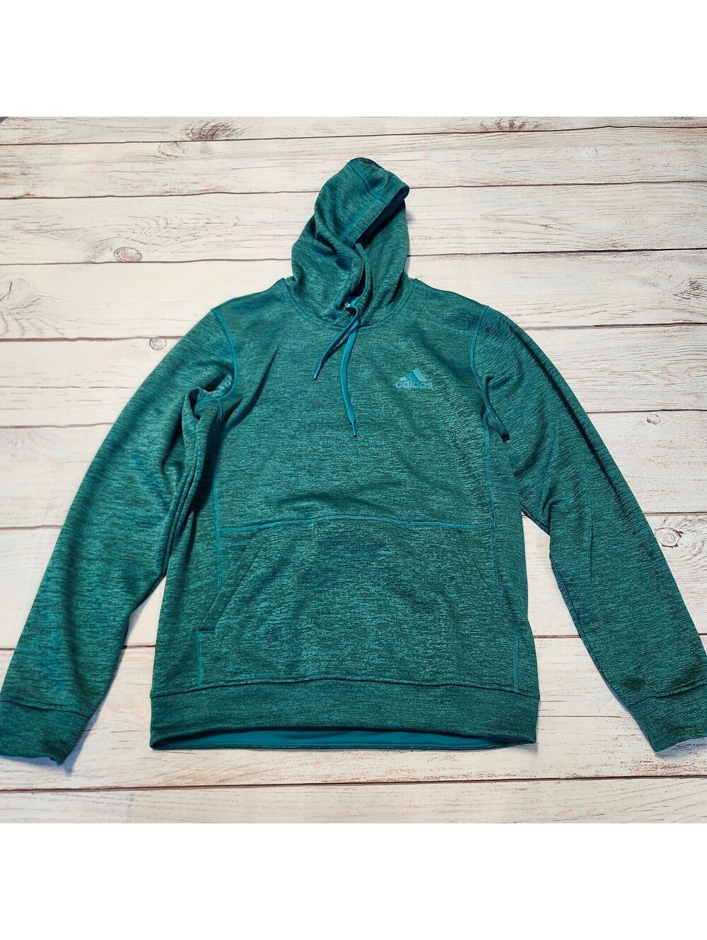 Adidas Climawarm Teal Green Hoodie Sweatshirt Size Small